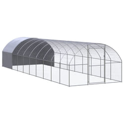 vidaXL Outdoor Chicken Coop 3x10x2 m Galvanised Steel Garden Poultry House