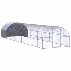 vidaXL Outdoor Chicken Coop 3x12x2 m Galvanised Steel Garden Poultry House