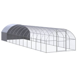 vidaXL Outdoor Chicken Coop 3x12x2 m Galvanised Steel Garden Poultry House