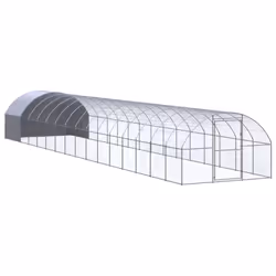 vidaXL Outdoor Chicken Coop 3x16x2 m Galvanised Steel Garden Poultry House