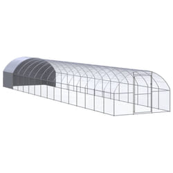 vidaXL Outdoor Chicken Coop 3x16x2 m Galvanised Steel Garden Poultry House
