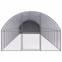 vidaXL Outdoor Chicken Coop 3x16x2 m Galvanised Steel Garden Poultry House