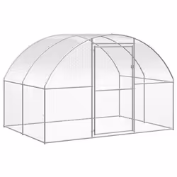 vidaXL Outdoor Chicken Coop 3x16x2 m Galvanised Steel Garden Poultry House - Additional view 4