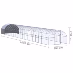vidaXL Outdoor Chicken Coop 3x20x2 m Galvanised Steel Garden Poultry House