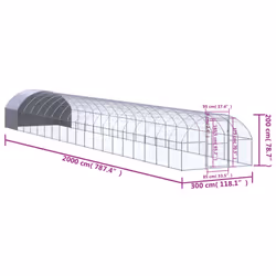 vidaXL Outdoor Chicken Coop 3x20x2 m Galvanised Steel Garden Poultry House - Additional view 6