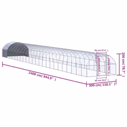 vidaXL Outdoor Chicken Coop 3x24x2 m Galvanised Steel Garden Poultry House - Additional view 9