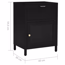 vidaXL 2x Nightstands Black Steel and Glass Bedside Storage Cabinet Side Table