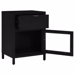 vidaXL 2x Nightstands Black Steel and Glass Bedside Storage Cabinet Side Table - Additional view 6