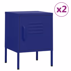 vidaXL 1/2x Nightstand Steel Bedside Bed Side Storage Cabinet Multi Colours - navy blue, 2