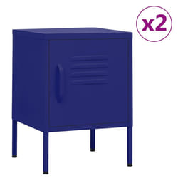 vidaXL 1/2x Nightstand Steel Bedside Bed Side Storage Cabinet Multi Colours - navy blue, 2