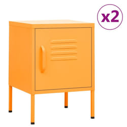 vidaXL 1/2x Nightstand Steel Bedside Bed Side Storage Cabinet Multi Colours - mustard yellow, 2