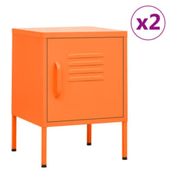 vidaXL 1/2x Nightstand Steel Bedside Bed Side Storage Cabinet Multi Colours - orange, 2