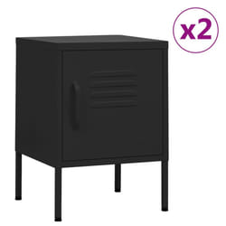 vidaXL 1/2x Nightstand Steel Bedside Bed Side Storage Cabinet Multi Colours - black, 2