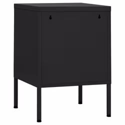 vidaXL 1/2x Nightstand Steel Bedside Bed Side Storage Cabinet Multi Colours - black, 2 - Additional view 4