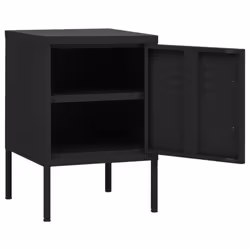 vidaXL 1/2x Nightstand Steel Bedside Bed Side Storage Cabinet Multi Colours - black, 2 - Additional view 5