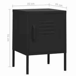 vidaXL 1/2x Nightstand Steel Bedside Bed Side Storage Cabinet Multi Colours - black, 2 - Additional view 8