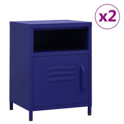 vidaXL 1/2x Nightstand Steel Bedside Bed Side Storage Cabinet Multi Colours - navy blue, 2