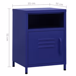 vidaXL 1/2x Nightstand Steel Bedside Bed Side Storage Cabinet Multi Colours - navy blue, 2