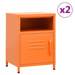 vidaXL 1/2x Nightstand Steel Bedside Bed Side Storage Cabinet Multi Colours - orange, 2