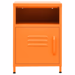 vidaXL 1/2x Nightstand Steel Bedside Bed Side Storage Cabinet Multi Colours - orange, 2