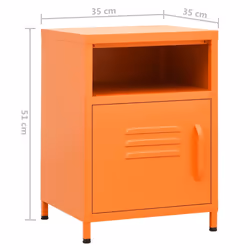 vidaXL 1/2x Nightstand Steel Bedside Bed Side Storage Cabinet Multi Colours - orange, 2