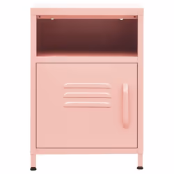 vidaXL 2x Nightstands Pink Steel Bedroom Bedside Storage Cabinet Side Table