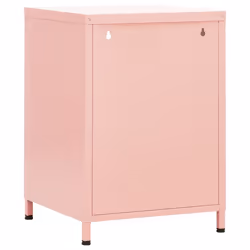 vidaXL 2x Nightstands Pink Steel Bedroom Bedside Storage Cabinet Side Table