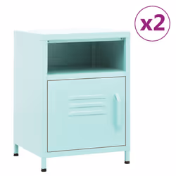 vidaXL 1/2x Nightstand Steel Bedside Bed Side Storage Cabinet Multi Colours - mint