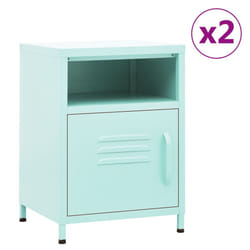 vidaXL 1/2x Nightstand Steel Bedside Bed Side Storage Cabinet Multi Colours - mint