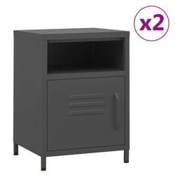 vidaXL 1/2x Nightstand Steel Bedside Bed Side Storage Cabinet Multi Colours - anthracite, 2