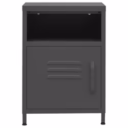 vidaXL 1/2x Nightstand Steel Bedside Bed Side Storage Cabinet Multi Colours - anthracite, 2