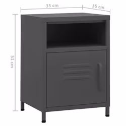 vidaXL 1/2x Nightstand Steel Bedside Bed Side Storage Cabinet Multi Colours - anthracite, 2