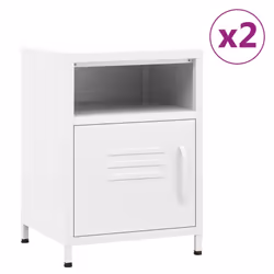 vidaXL 1/2x Nightstand Steel Bedside Bed Side Storage Cabinet Multi Colours - white
