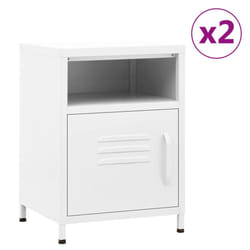 vidaXL 1/2x Nightstand Steel Bedside Bed Side Storage Cabinet Multi Colours - white