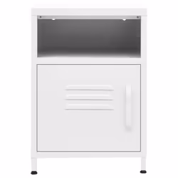 vidaXL 1/2x Nightstand Steel Bedside Bed Side Storage Cabinet Multi Colours - white
