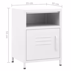 vidaXL 1/2x Nightstand Steel Bedside Bed Side Storage Cabinet Multi Colours - white