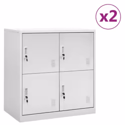 vidaXL 2x Locker Cabinets Light Grey Steel Office School Storage Side Cabinet