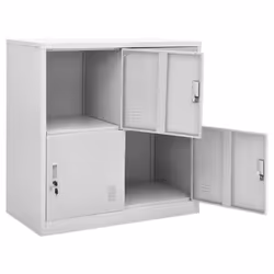 vidaXL 2x Locker Cabinets Light Grey Steel Office School Storage Side Cabinet - Additional view 5