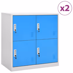 vidaXL 2x Locker Cabinets Light Grey and Blue Steel Office Storage Cabinet