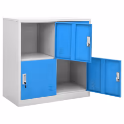 vidaXL 2x Locker Cabinets Light Grey and Blue Steel Office Storage Cabinet - Additional view 5
