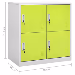 vidaXL 2x Locker Cabinets Light Grey and Green Steel Office Storage Cabinet - Additional view 7