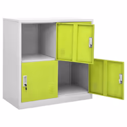 vidaXL 5x Locker Cabinets Light Grey and Green Steel Office Storage Cabinet - Additional view 5