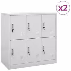 vidaXL 2x Locker Cabinets Light Grey Steel Office School Storage Side Cabinet
