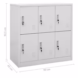 vidaXL 2x Locker Cabinets Light Grey Steel Office School Storage Side Cabinet - Additional view 8