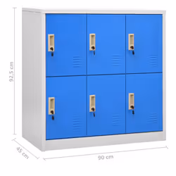 vidaXL 2x Locker Cabinets Light Grey and Blue Steel Office Storage Cabinet - Additional view 8