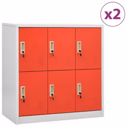 vidaXL 2x Locker Cabinets Light Grey and Red Steel Office Storage Side Cabinet