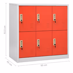 vidaXL 2x Locker Cabinets Light Grey and Red Steel Office Storage Side Cabinet