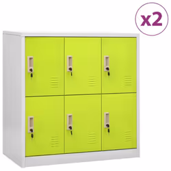 vidaXL 2x Locker Cabinets Light Grey and Green Steel Office Storage Cabinet