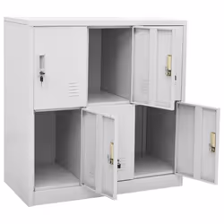 vidaXL 5x Locker Cabinets Light Grey Steel Office School Storage Side Cabinet - Additional view 5