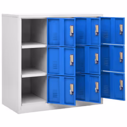 vidaXL 2x Locker Cabinets Light Grey and Blue Steel Office Storage Cabinet - Additional view 5